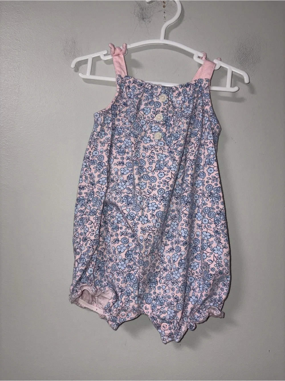Carters Pink & Light Blue Floral Sleeveless Romper Girls 6M